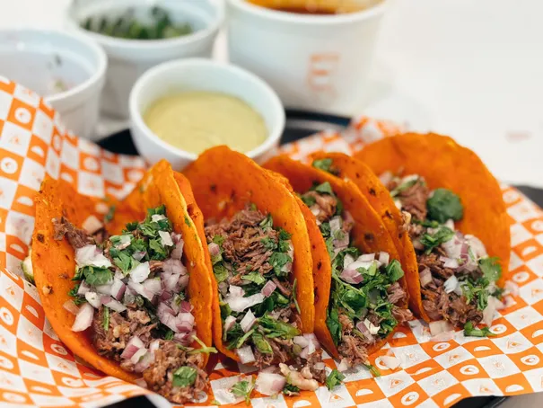 Order of 4 our slow-cooked birria tacos.