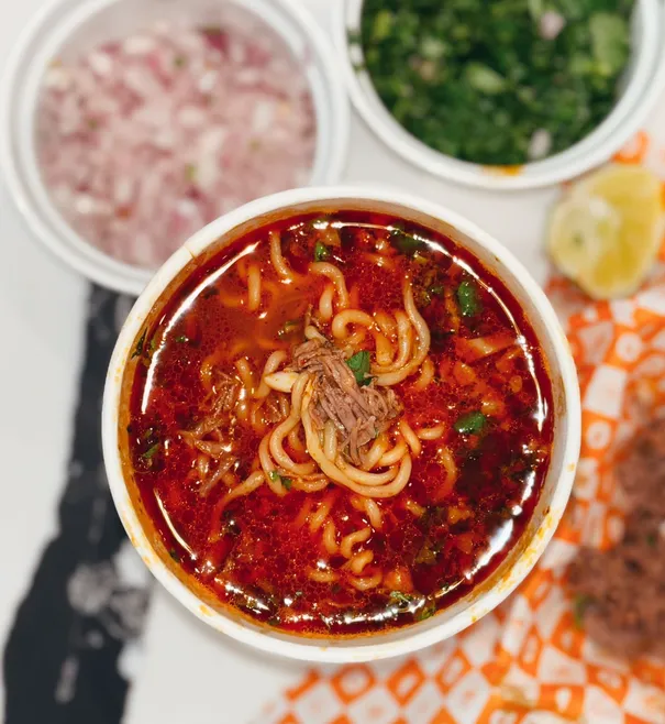 Birriamen, a fusion of birria and ramen at The Birria Society.